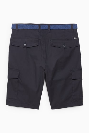 Men - Cargo shorts with belt - dark blue