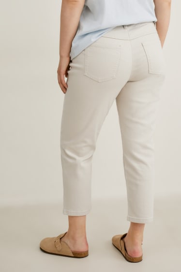 Femmes - Pantalon - mid waist - relaxed fit - matière recyclée - gris-marron