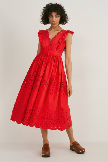 Dames - Fit & flare-jurk - rood