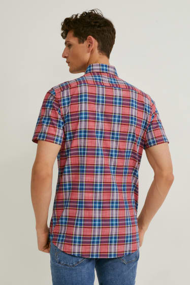 Hombre - Camisa - slim fit - kent - de planchado fácil - de cuadros - rojo / azul oscuro