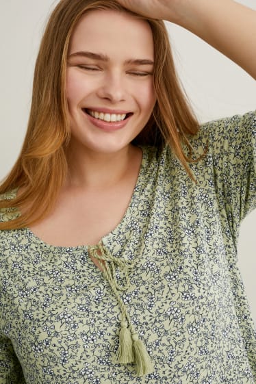 Damen - T-Shirt - geblümt - mintgrün