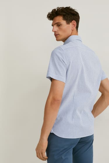 Pánské - Košile košile - slim fit - button-down - Flex - bílá / světle modrá