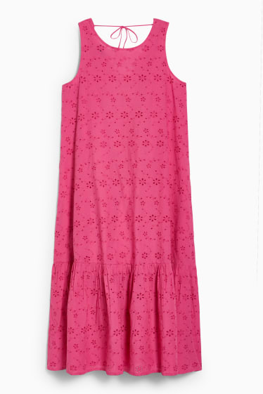 Women - A-line dress - embroidered - pink