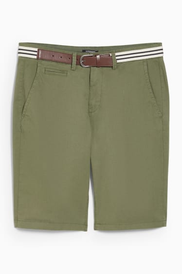 Men - ONLY - shorts with belt - dark green