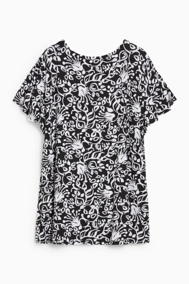 Donna - T-shirt - a fiori - nero / bianco
