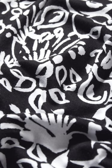 Mujer - Camiseta - de flores - negro / blanco