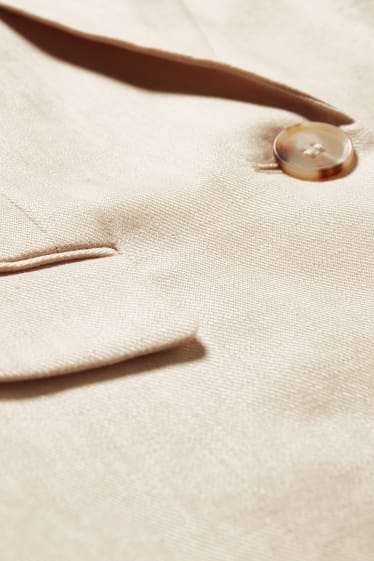 Women - Linen blazer with shoulder pads - beige