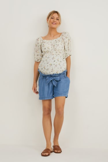 Women - Maternity shorts - Tencel™ - blue denim