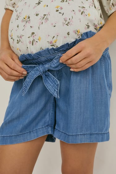 Dámské - Těhotenské šortky - Tencel™ - džíny - modré