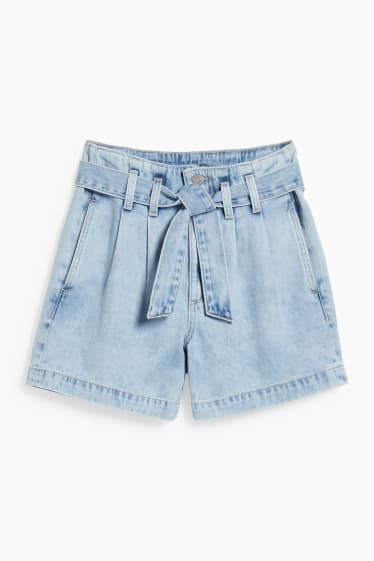 Dames - CLOCKHOUSE - bermuda van spijkerstof - high waist - jeanslichtblauw