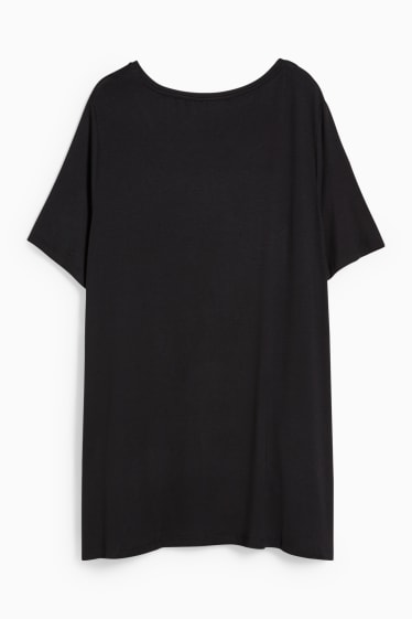Women - T-shirt - shiny - black