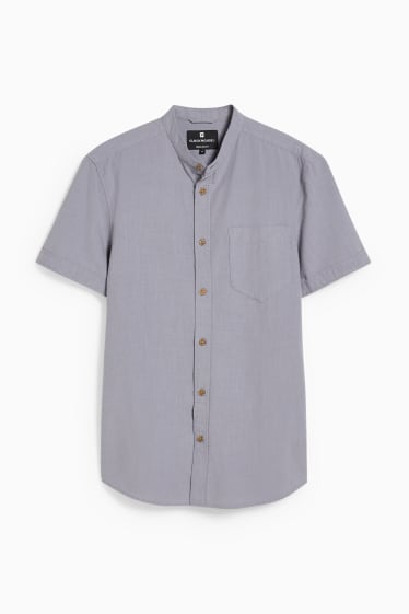 Uomo - CLOCKHOUSE - camicia - regular fit - collo alla coreana - grigio