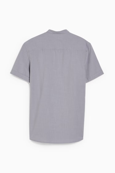 Hombre - CLOCKHOUSE - camisa - regular fit - cuello mao - gris