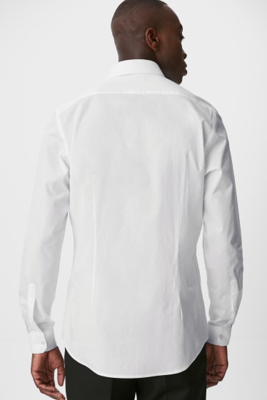 Hommes - Chemise de bureau - slim fit - col kent - facile à repasser - blanc