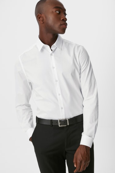 Hombre - Camisa - slim fit - kent - de planchado fácil - blanco