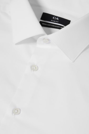 Mężczyźni - Koszula biznesowa - slim fit - kołnierzyk włoski - biały