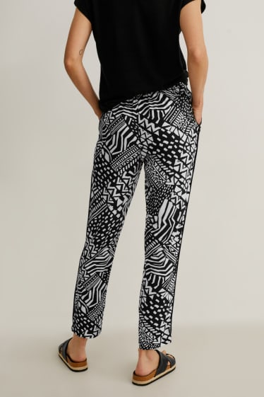 Dames - Pantalon - tapered fit - zwart / wit
