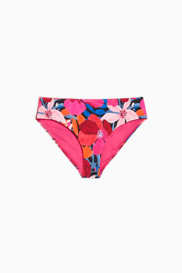 Donna - Slip bikini - vita media - LYCRA® - a fiori - fucsia