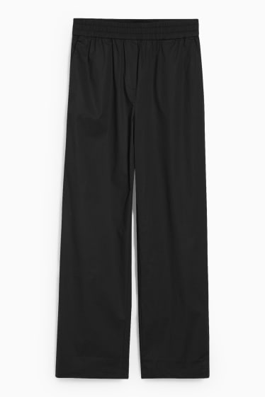 Femmes - Pantalon de toile - high waist - coupe droite - noir