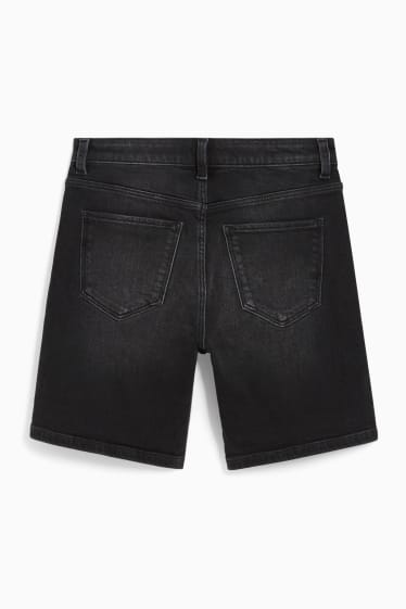Dames - Korte spijkerbroek - mid waist - jeansdonkerblauw