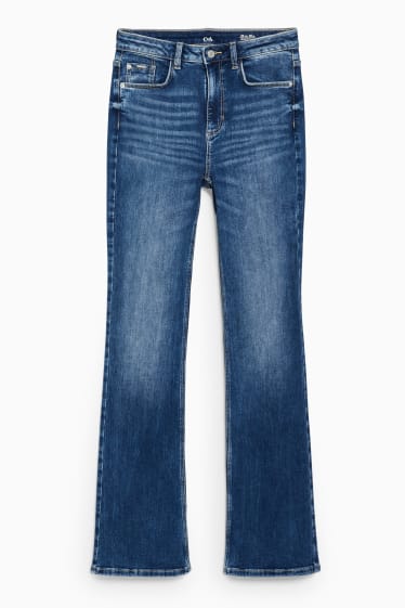 Women - Bootcut jeans - high waist - denim-blue