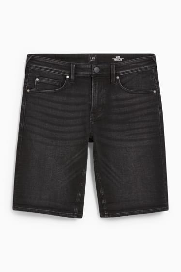 Men - Denim Bermuda shorts - flex jog denim - denim-dark gray