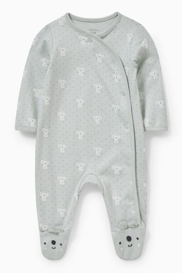 Niemowlęta - Piżama niemowlęca - w kropki - miętowa zieleń