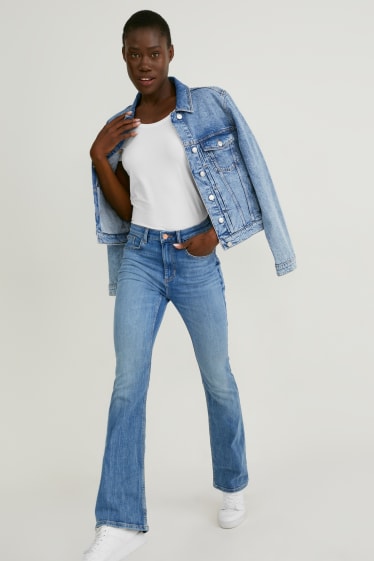 Women - Bootcut jeans - high waist - denim-light blue