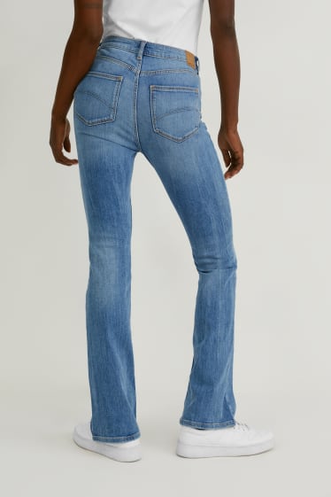 Women - Bootcut jeans - high waist - denim-light blue