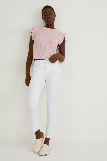 Femmes - Slim jean - taille haute - blanc