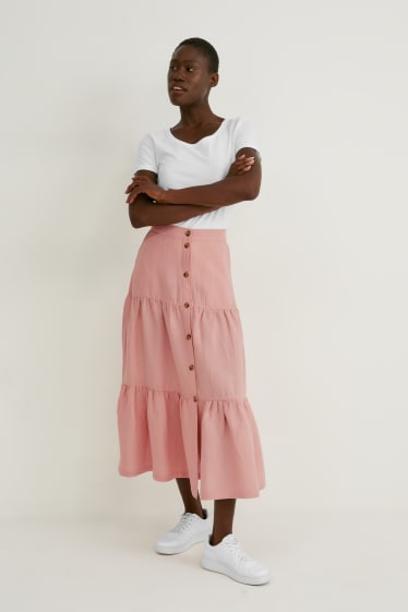 Women - Skirt - linen blend - rose