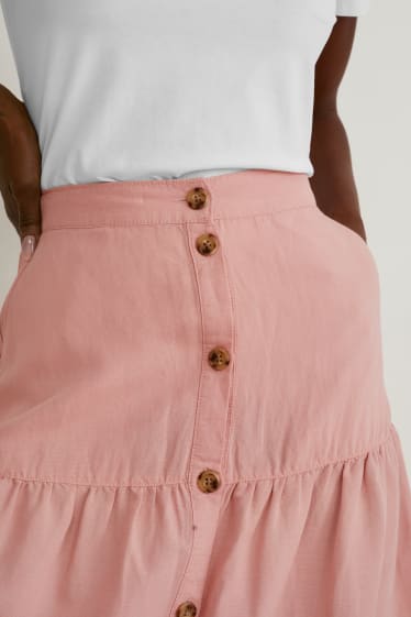 Women - Skirt - linen blend - rose
