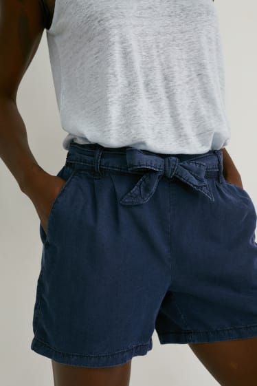 Dames - Shorts - high waist - jeansblauw