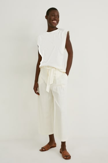 Women - Culottes - high waist - white