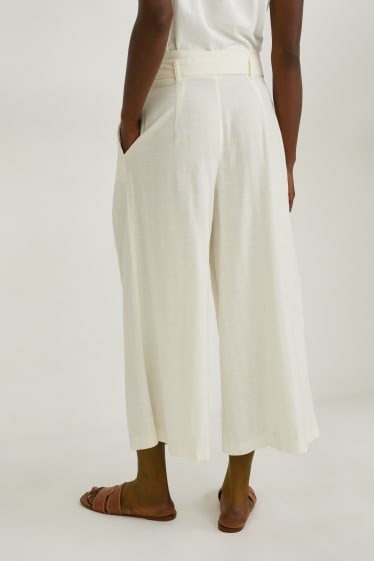 Women - Culottes - high waist - white