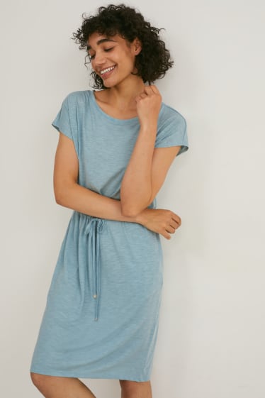 Damen - Basic-T-Shirt-Kleid - mintgrün