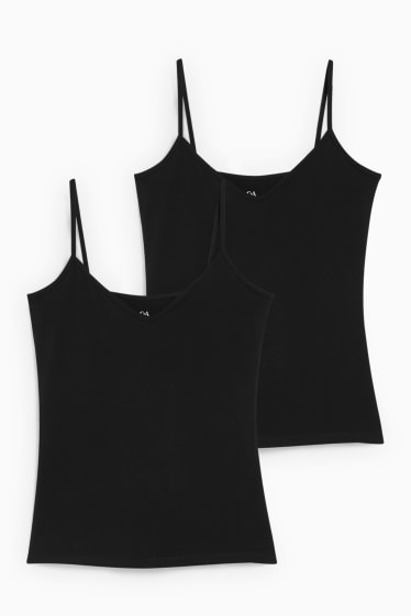 Damen - Multipack 2er - Basic-Top - schwarz