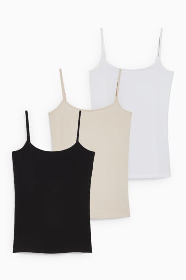 Damen - Multipack 3er - Basic-Top - schwarz