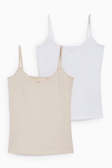 Damen - Multipack 2er - Basic-Top - beige