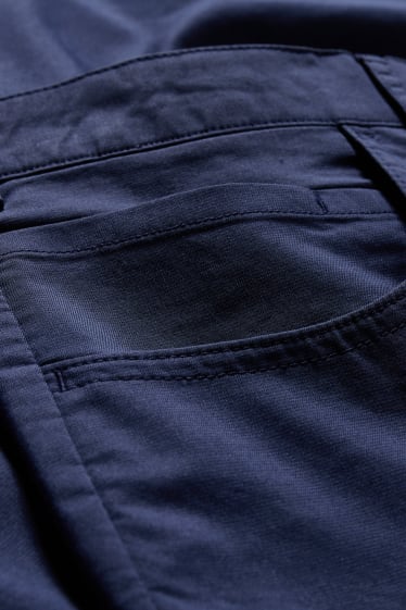 Pánské - Plátěné kalhoty - regular fit - tmavomodrá