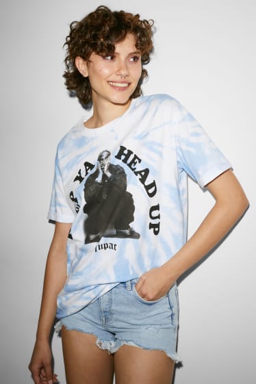 Damen - CLOCKHOUSE - T-Shirt - Tupac - weiß / hellblau