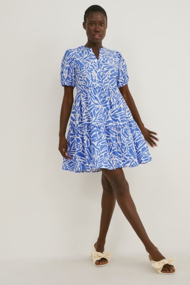 Women - A-line dress - blue / white