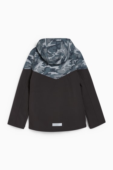 Kinder - Softshelljacke mit Kapuze - wasserabweisend - camouflage