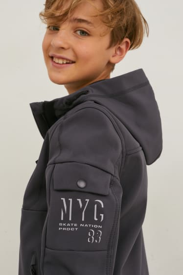 Children - Softshell jacket with hood - dark gray