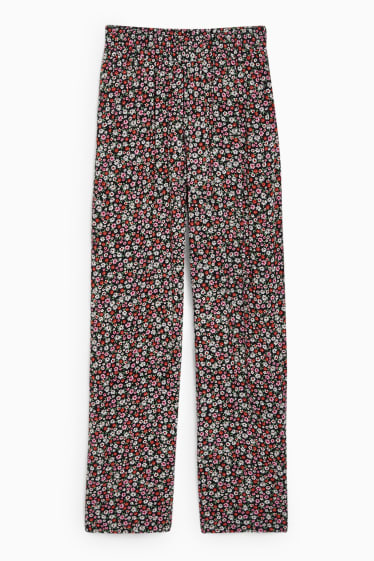 Jóvenes - CLOCKHOUSE - pantalón de tela - high waist - wide leg - de flores - multicolor