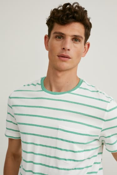 Hombre - Camiseta - de rayas - blanco / verde