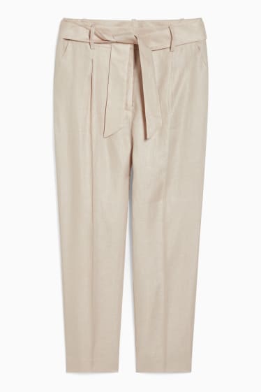 Femmes - Pantalon de toile - high waist - coupe slim - beige