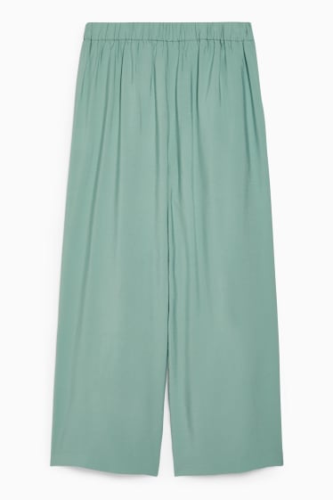 Dámské - Kalhoty culotte - high waist - zelená