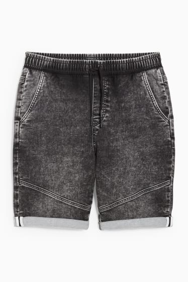 Men - CLOCKHOUSE - denim shorts - jog denim - LYCRA® - denim-dark gray