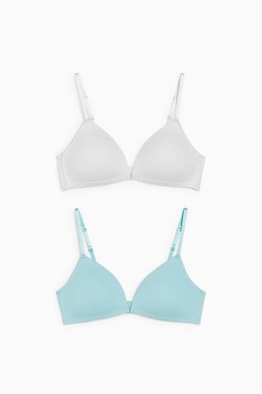 Enfants filles - Lot de 2 - soutiens-gorges sans armatures - ampliformes - turquoise clair